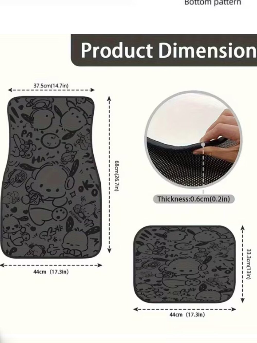 2744 Pochacco 4‑Piece Car Mat Set • Sanrio Auto Accessories • Kawaii Car Decor - Picture 5 of 5